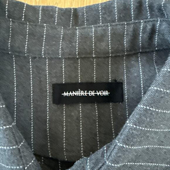 Maniere de Voir Cropped Jacket Pinstripes Size US4 Gray White - Picture 2 of 5